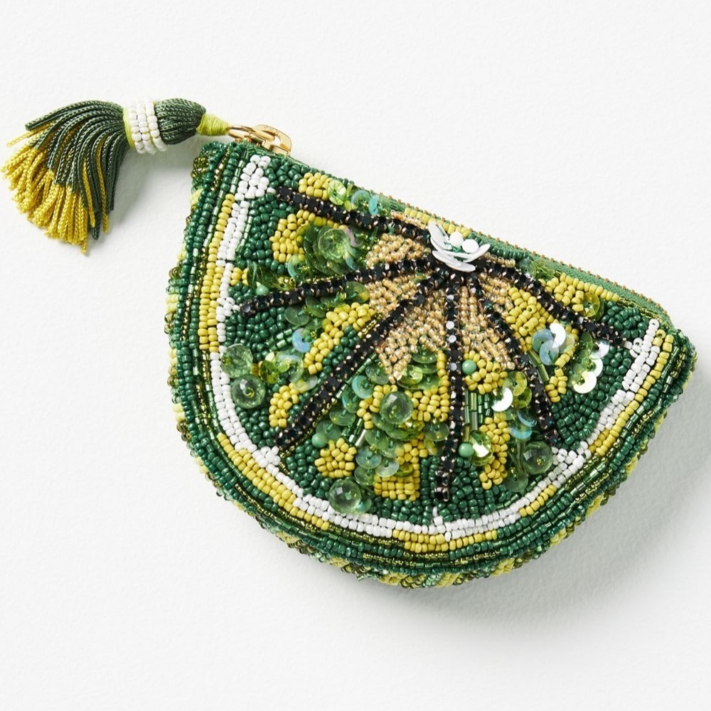 RARE ANTHROPOLOGIE NWT Fruit Coin Purse in Lime